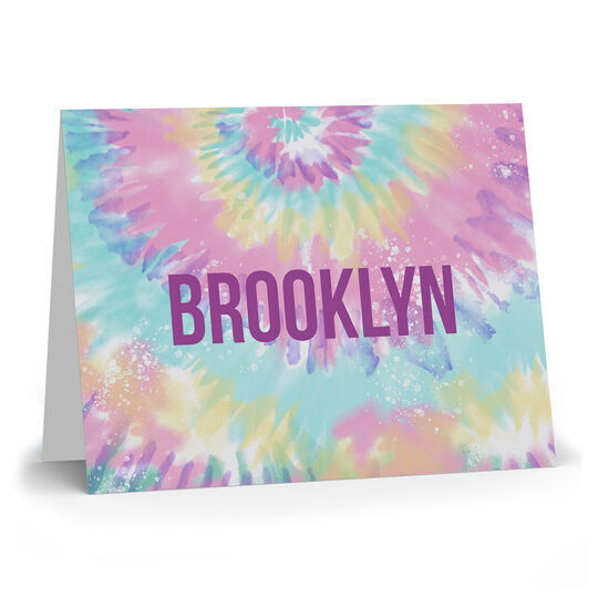 Pink and Aqua Tie-Dye Folded Note Cards